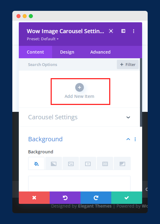 add "new items" in divi carousel