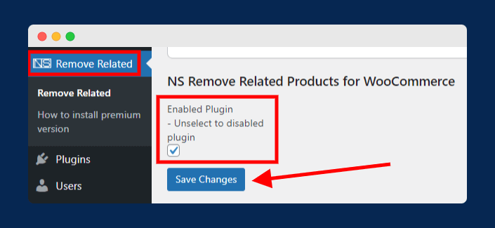 removing related product option in plugin